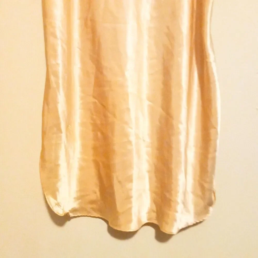Vintage California Dynasty Liquid Satin Chemise Gown-Large-Bow Detail-Yellow
